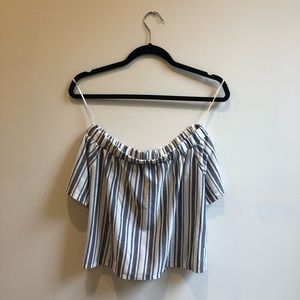 TOPSHOP - Off the Shoulder Striped Shirt